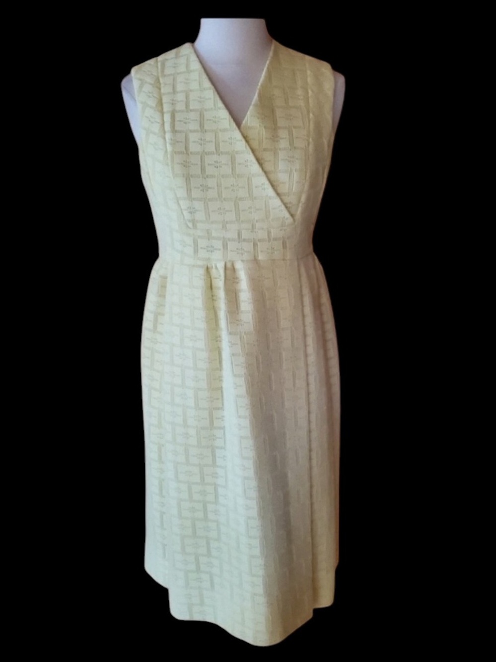 1960s Unlabeled Yellow, Lined, Polyester Sun‎ Dress
